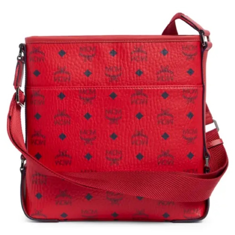 MCM Aren Logo Crossbody Bag Candy Red - Picture 8 of 10